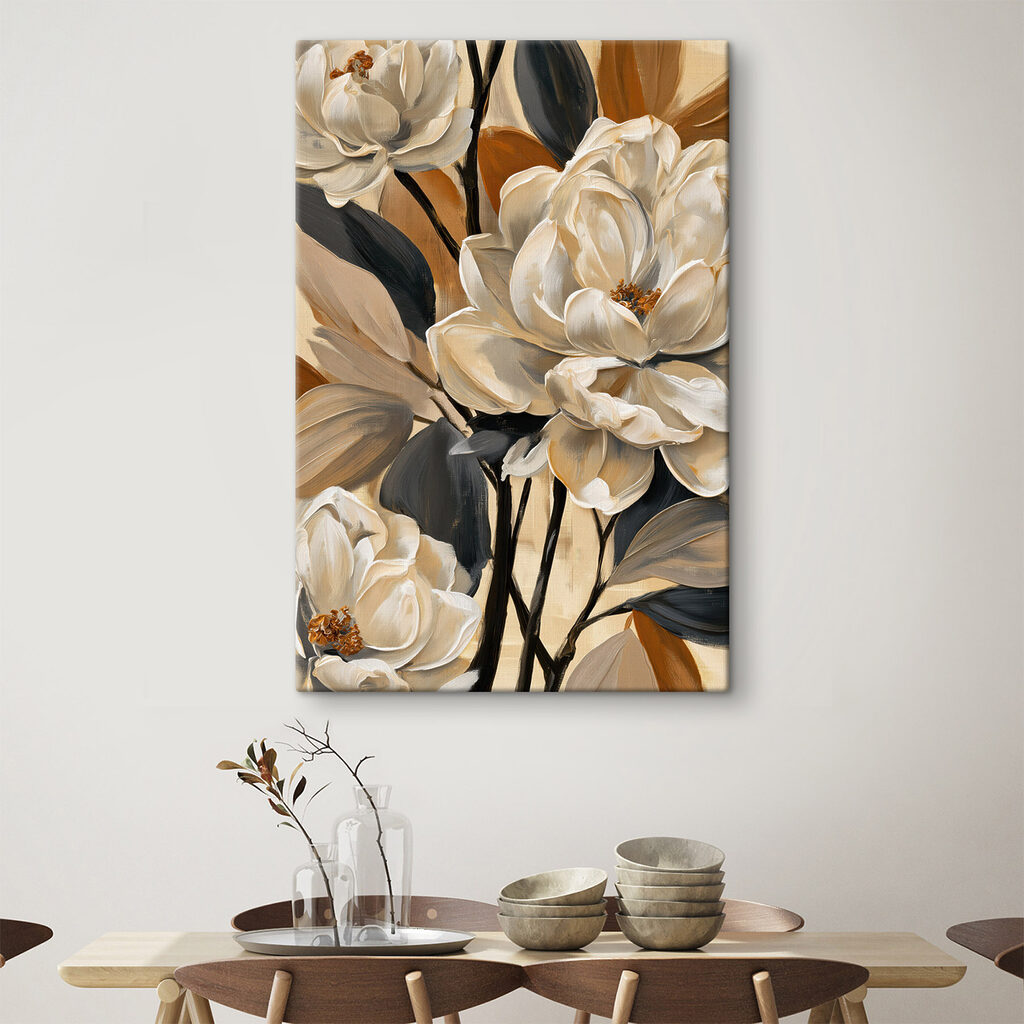 Fiori bianchi tra ocra — ambiente 2