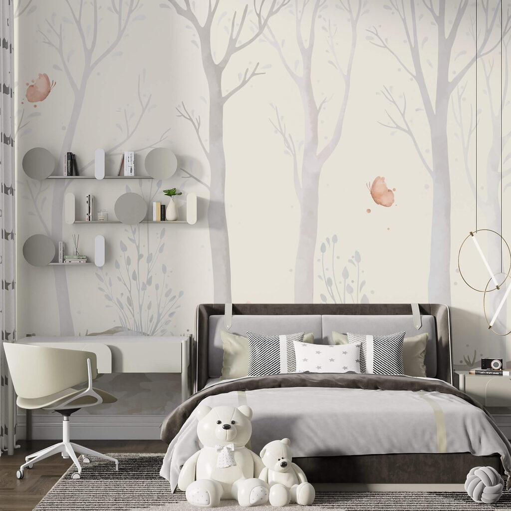 Farfalle tra alberi spogli — ambiente 2