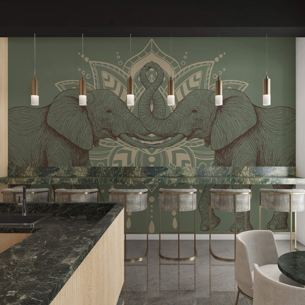 Elefanti davanti all’ornamento — ambiente 2