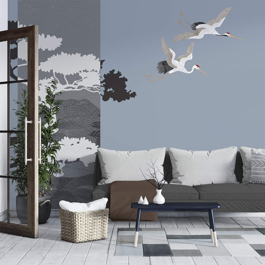 Gru accanto all’albero — ambiente 2