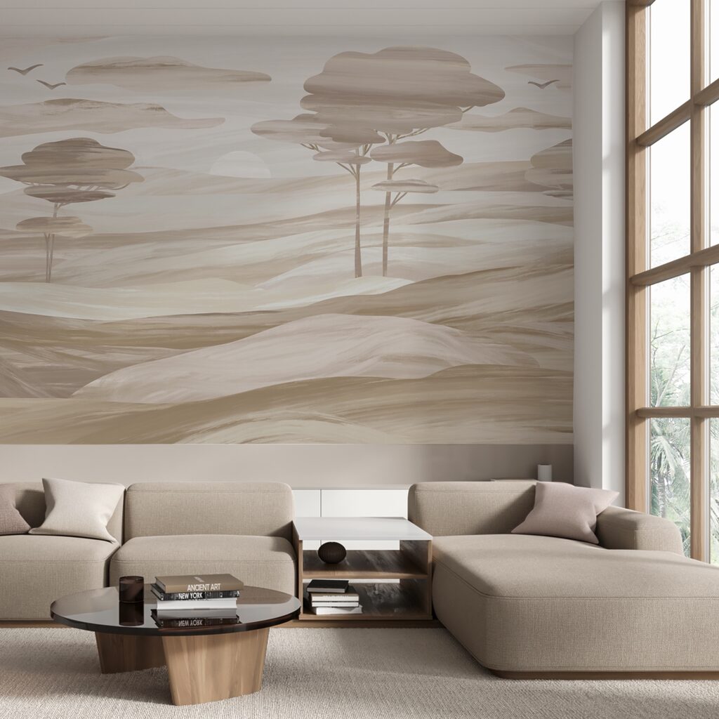 Alberi su dolci colline in un ambiente