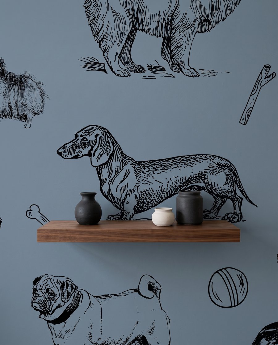 Cani disegnati a penna — dettaglio