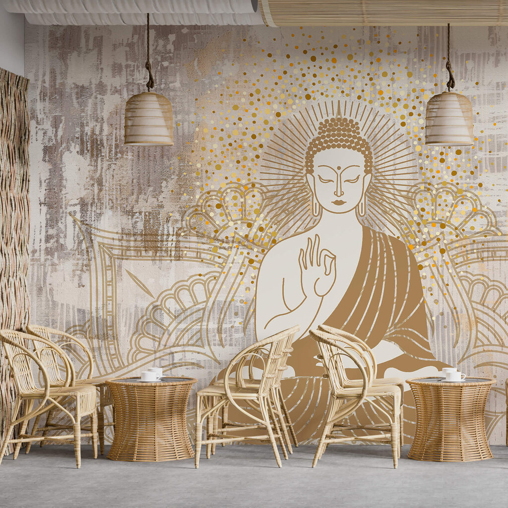 Buddha tra linee dorate — ambiente 1