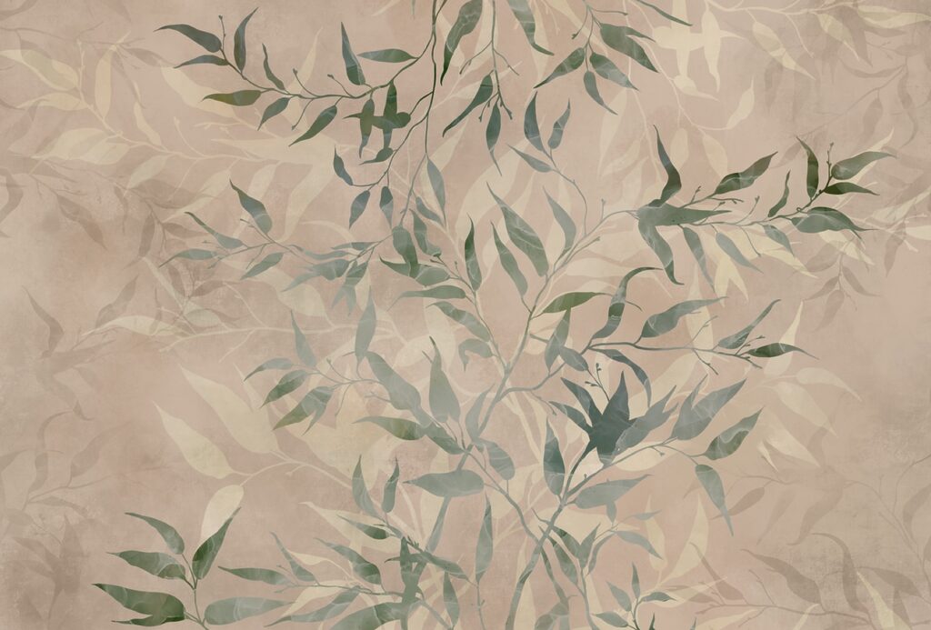Rametti verdi su beige — design completo