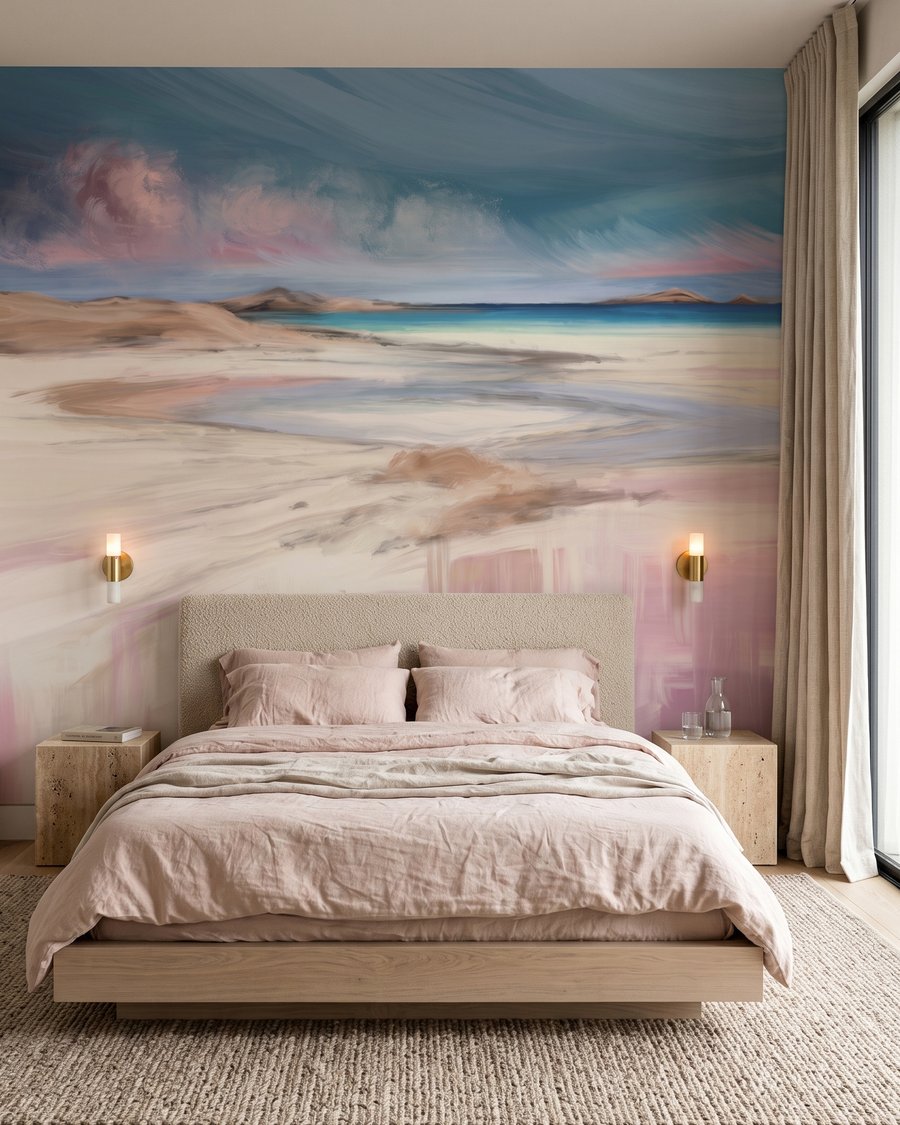 Luce rosa sul mare in un ambiente