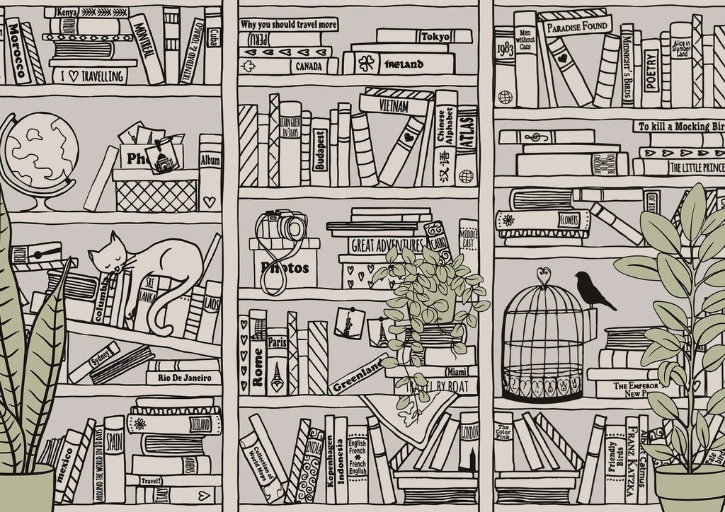 Libreria piena di storie — design completo