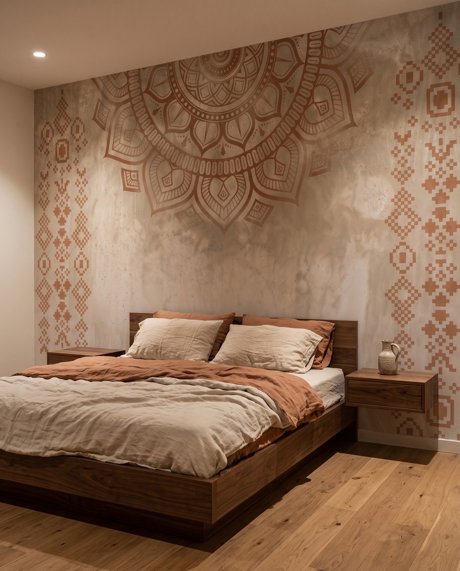 Mandala in linee calde in un ambiente