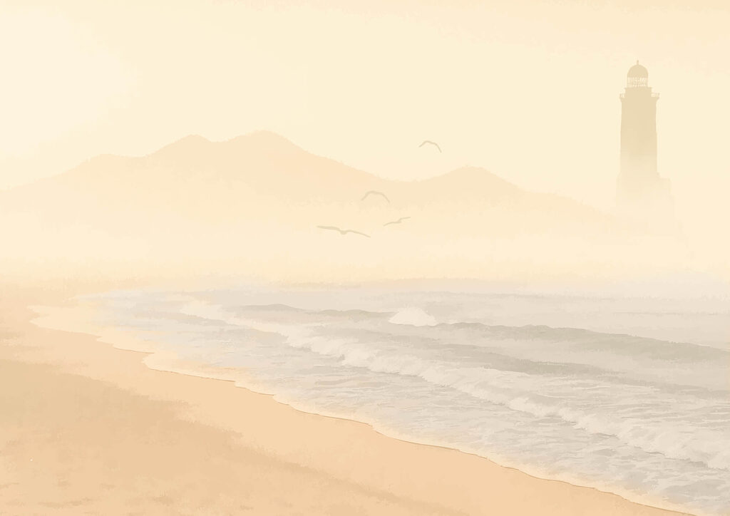 Faro in nebbia dorata — design completo