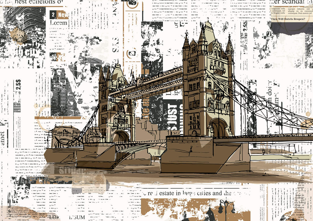 Tower Bridge su collage — design completo