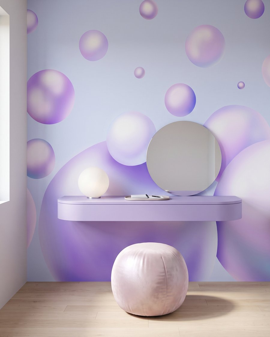 Bolle lucenti che fluttuano in un ambiente