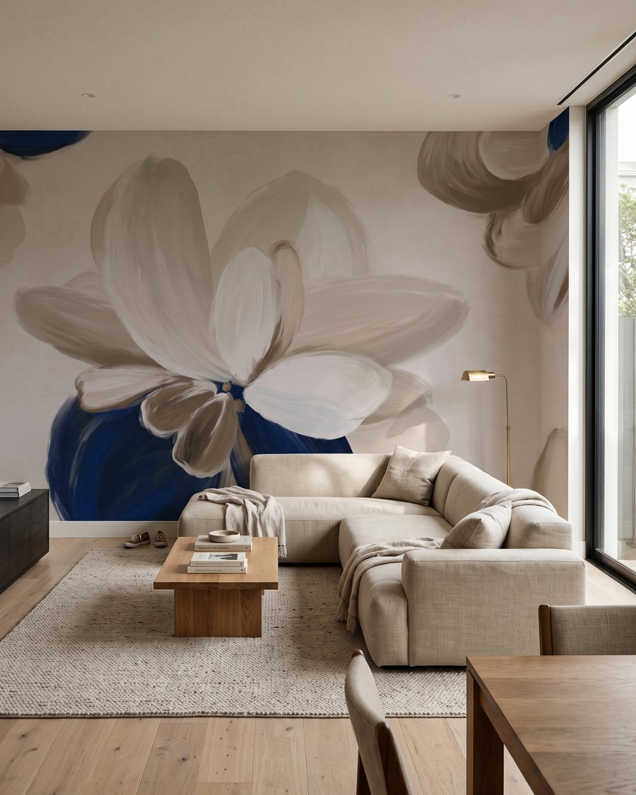 Petali chiari su indaco — ambiente 4