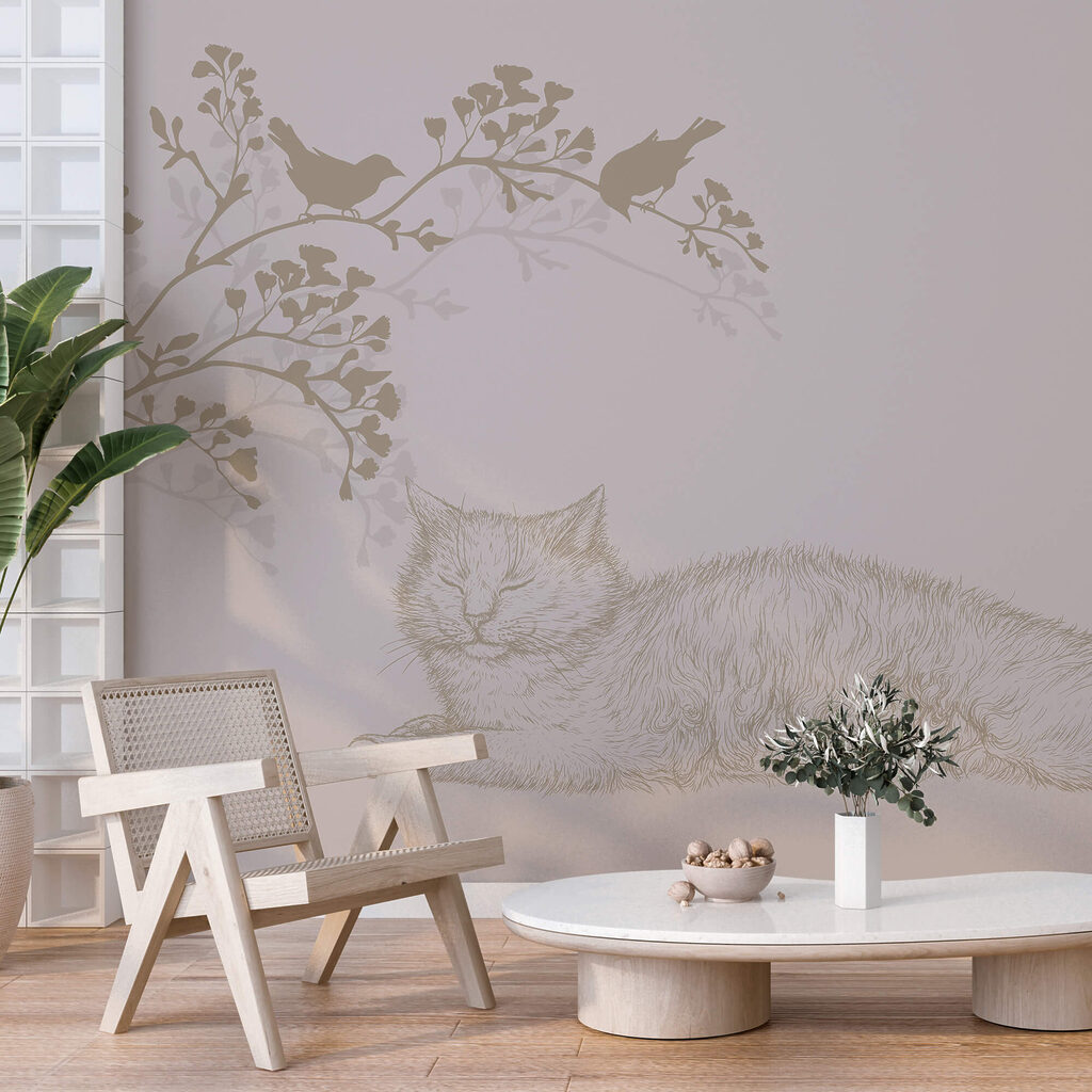 Gatto addormentato tra rami — ambiente 2