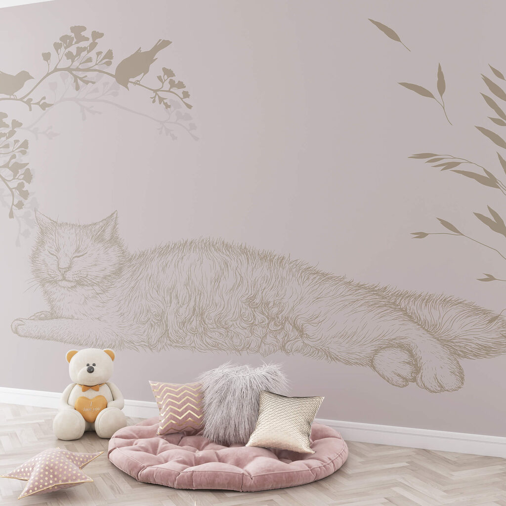Gatto addormentato tra rami — ambiente 3