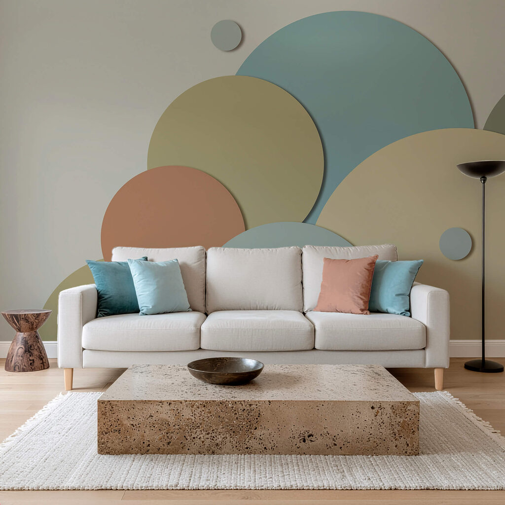Cerchi in colori smorzati in un ambiente