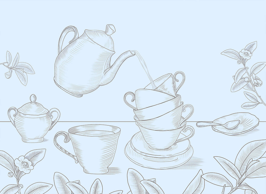 Teiera tra le foglie — design completo