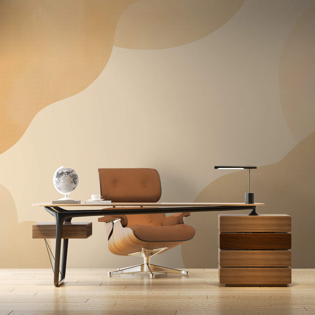 Forme arrotondate color sabbia in un ambiente