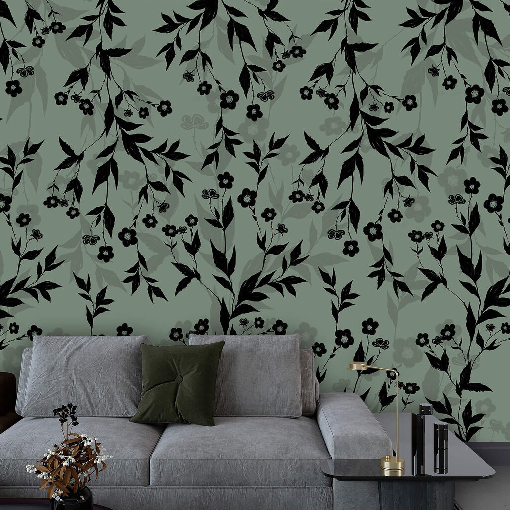Fiori neri su grigio-verde — ambiente 2