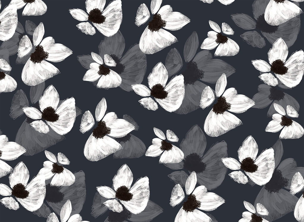 Fiori bianchi, cuori scuri — design completo