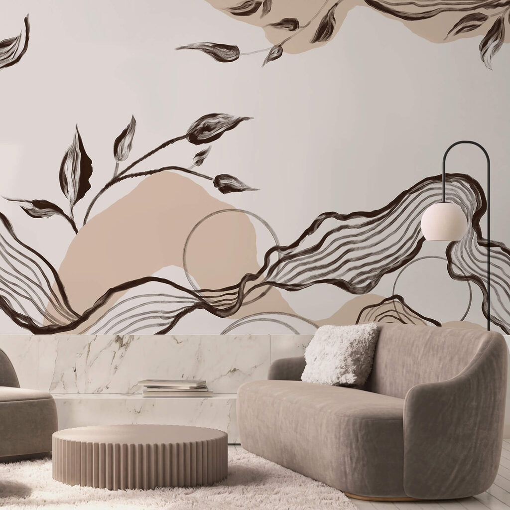 Foglie sopra linee ondulate — ambiente 1