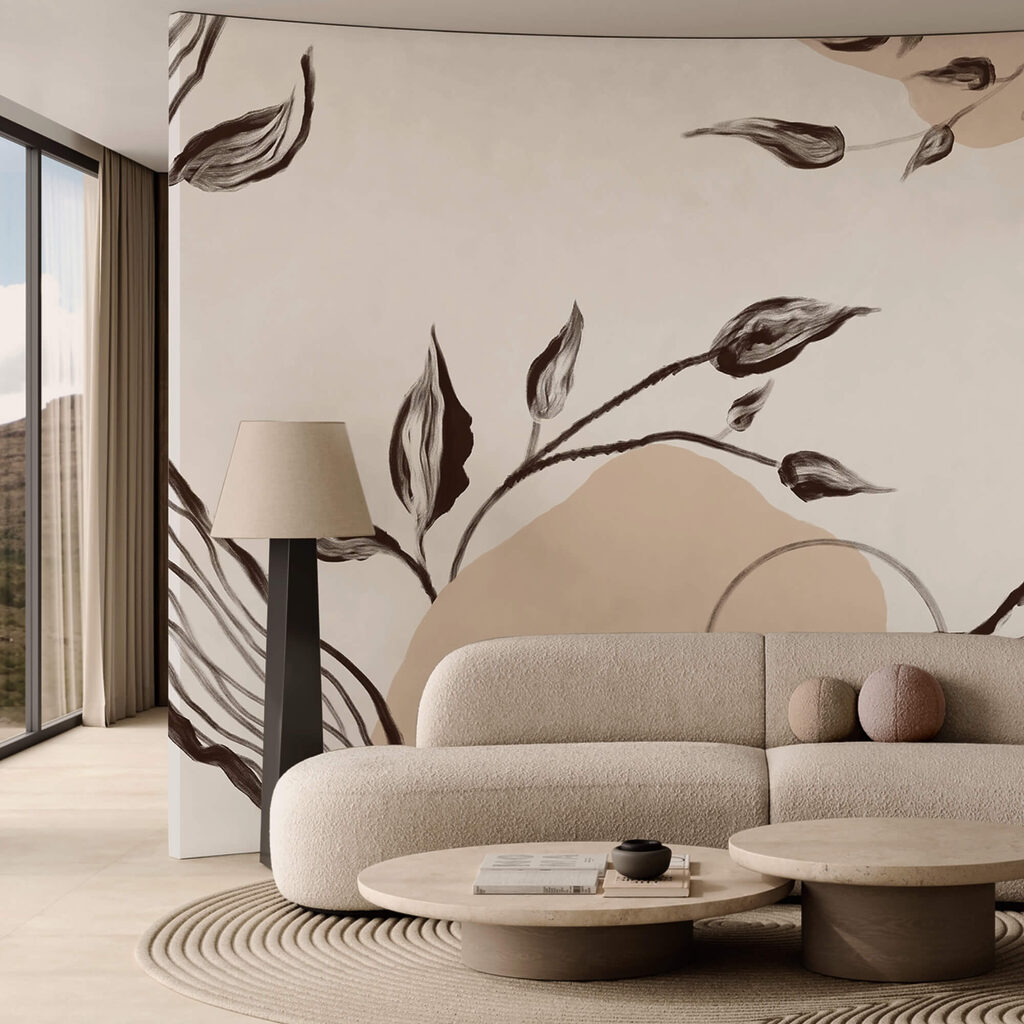 Foglie sopra linee ondulate — ambiente 3