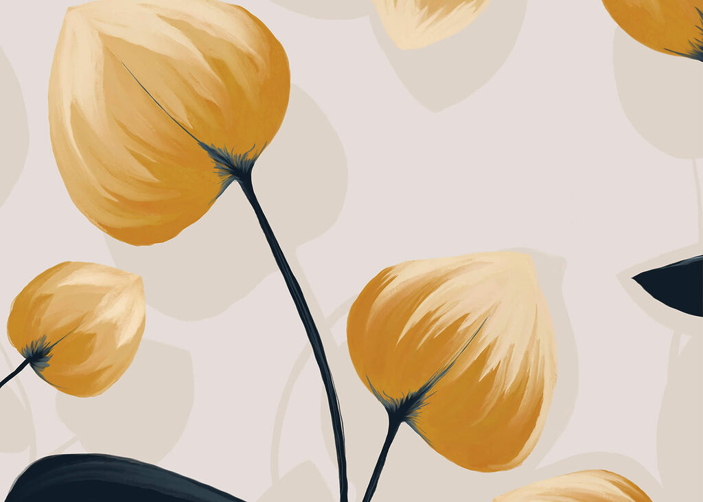 Calici gialli, steli neri — design completo