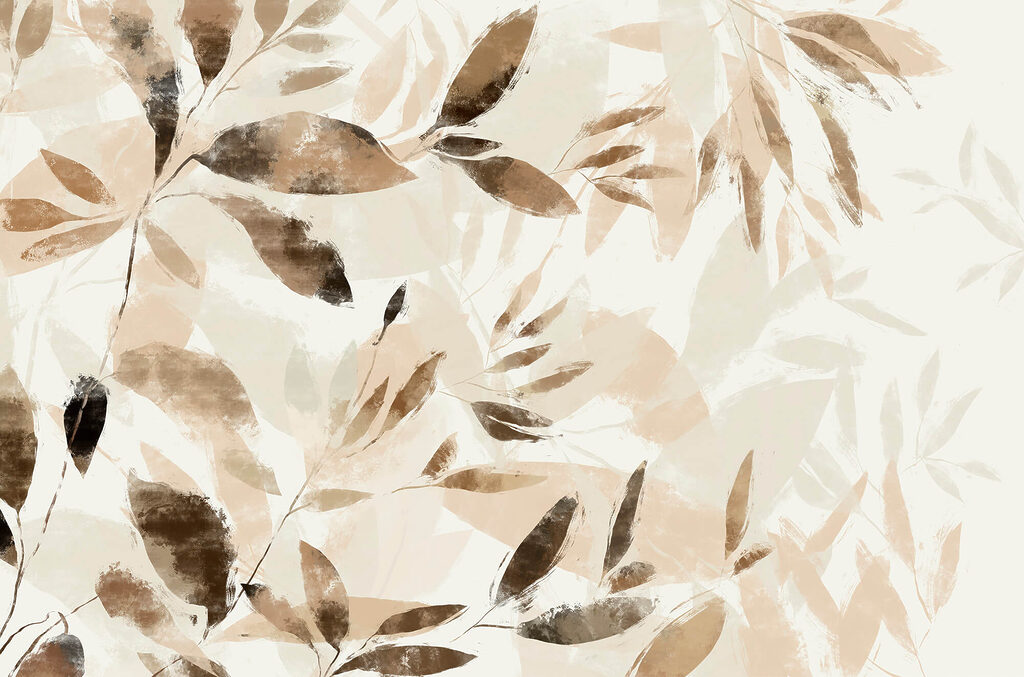 Foglie in acquerello bruno — design completo