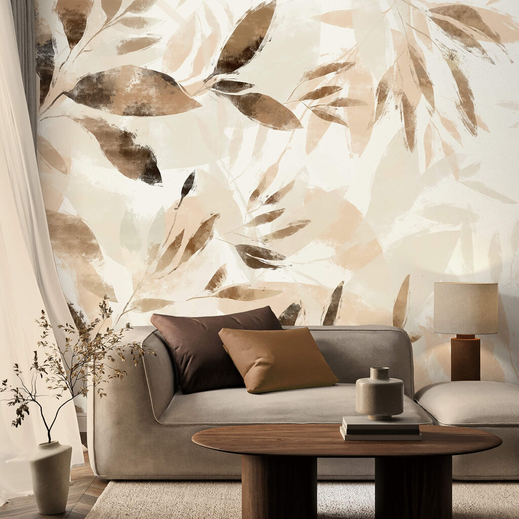 Foglie in acquerello bruno — ambiente 1