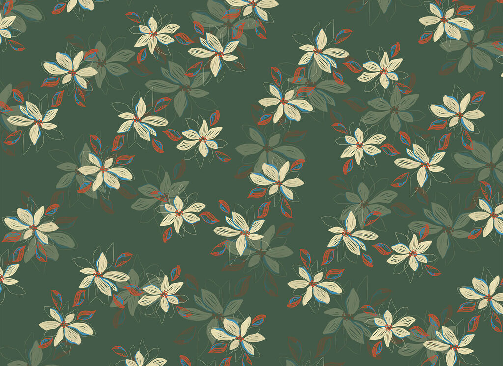 Fiorellini bianchi su verde — design completo