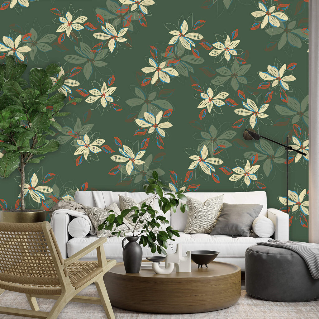 Fiorellini bianchi su verde — ambiente 1