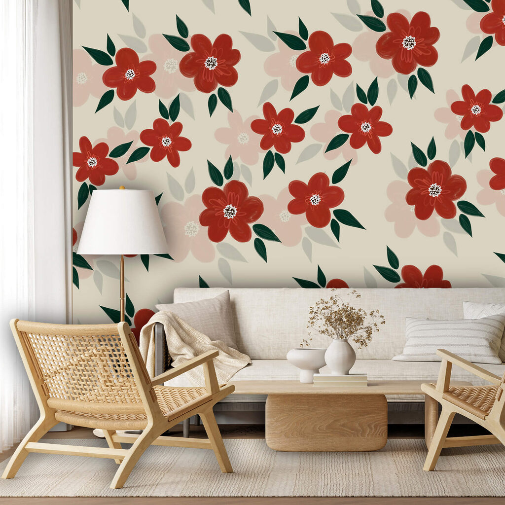 Fiori rossi tra foglie — ambiente 1