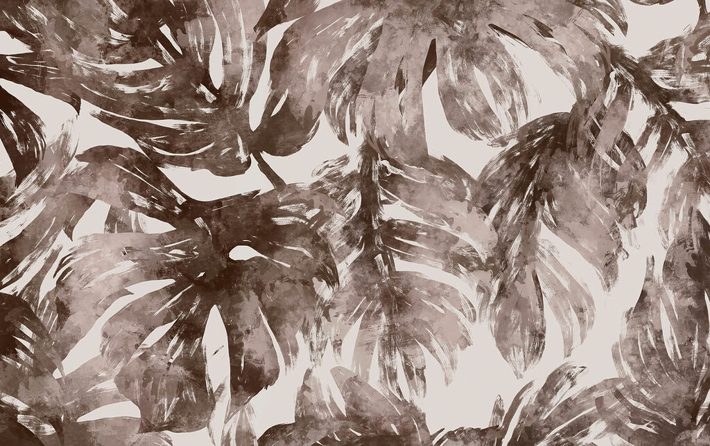 Monstera marrone a pennellate — design completo