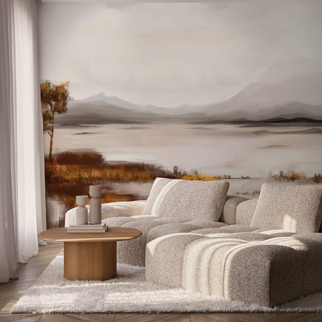 Lago con riva ocra — ambiente 1