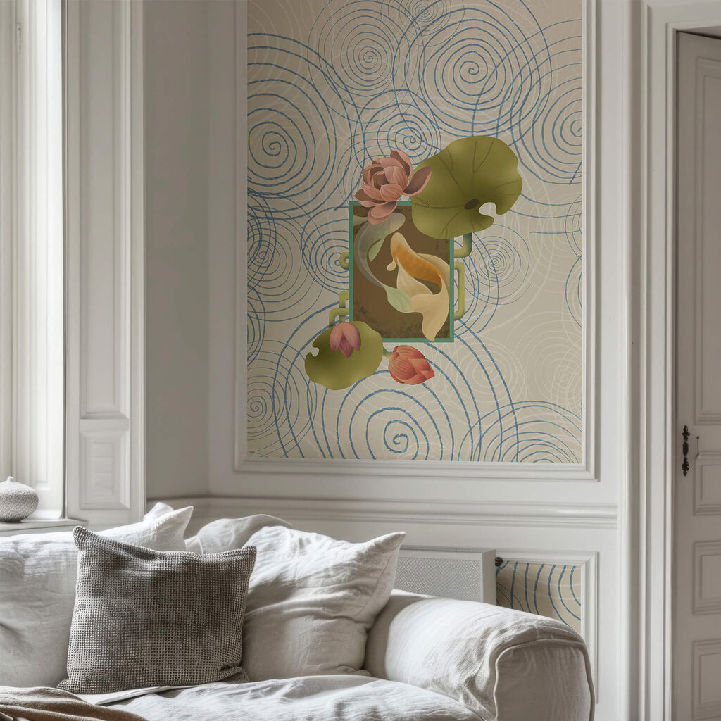 Pesce tra spirali blu — ambiente 2