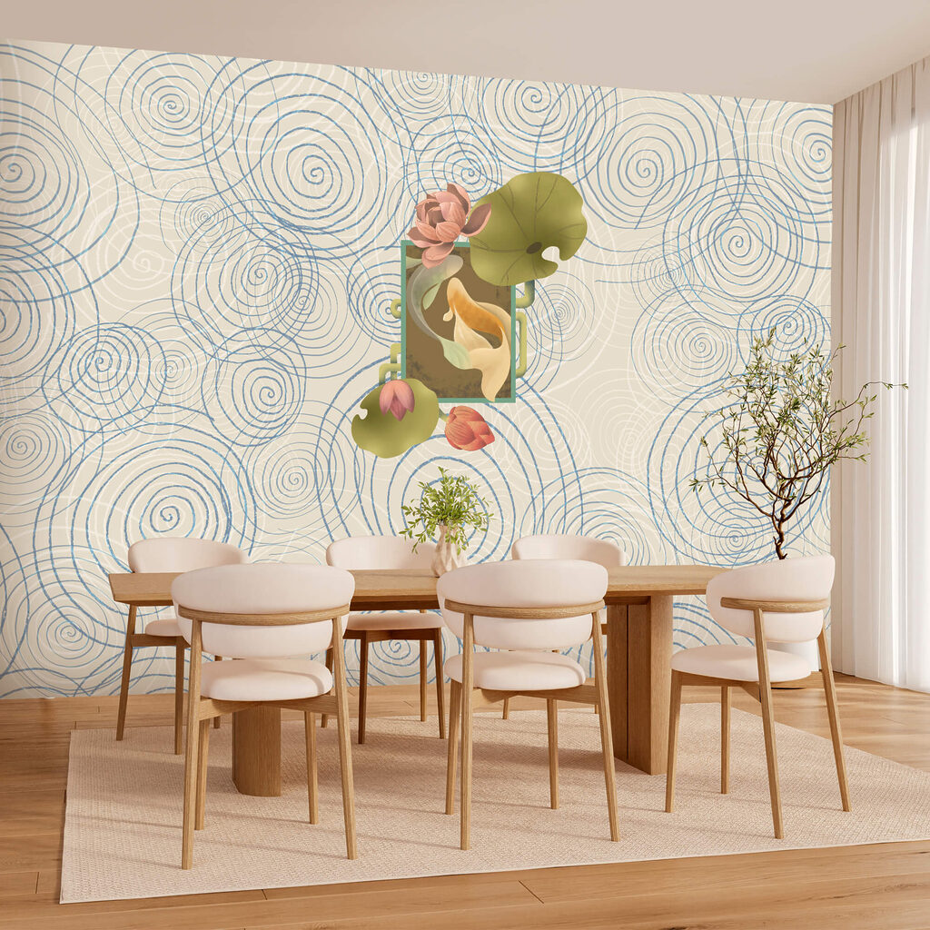 Pesce tra spirali blu — ambiente 1