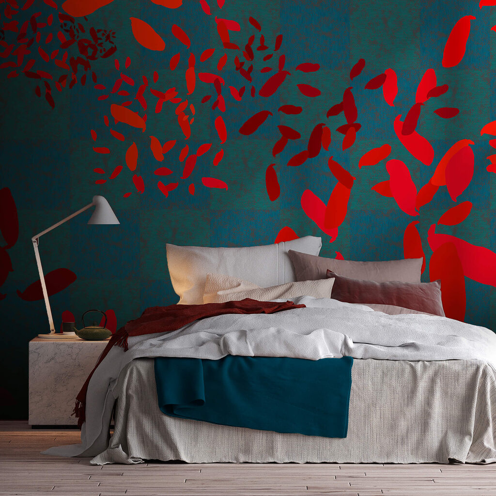 Foglie rosse su turchese — ambiente 2