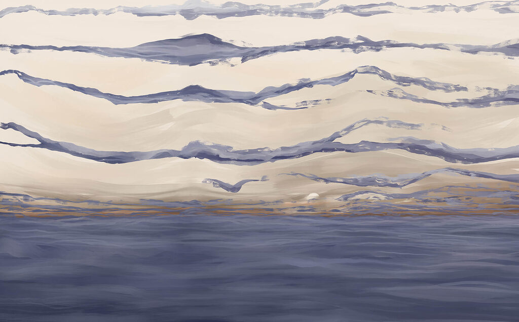 Pennellate viola sopra l’acqua — design completo