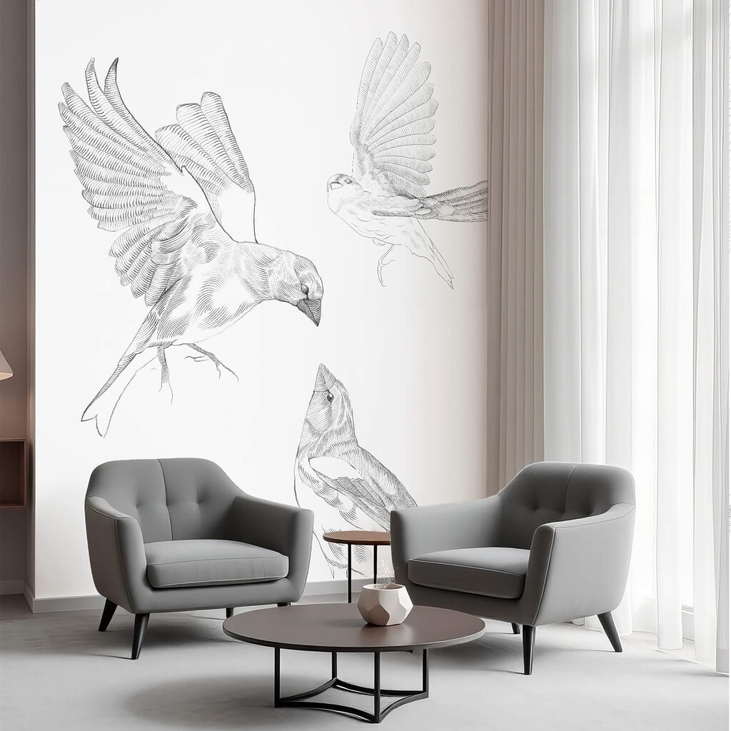 Uccelli tra linee curve — ambiente 2