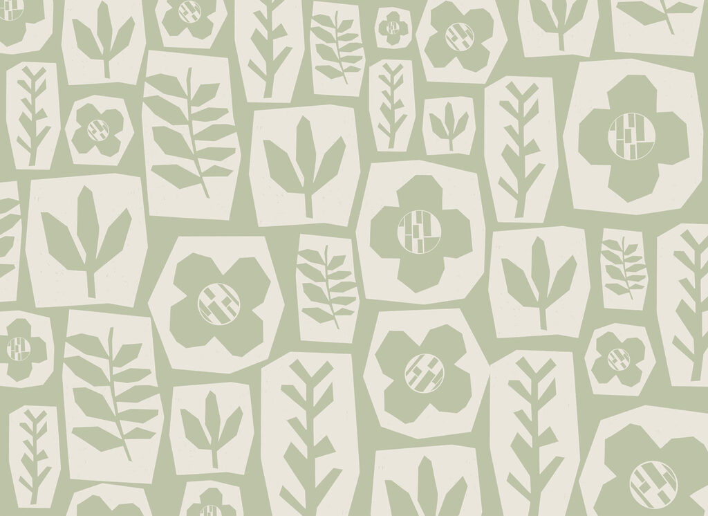 Fiori verdi a riquadri — design completo