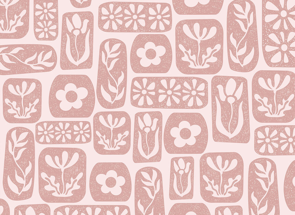 Fiori in riquadri rosa — design completo