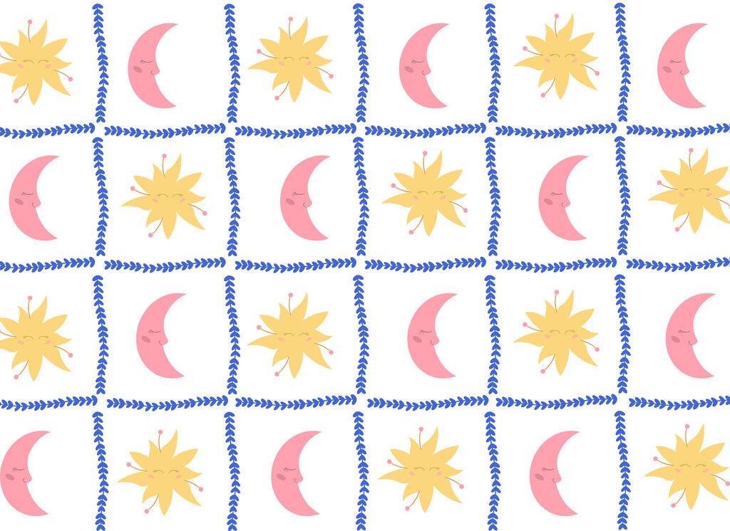 Soli e lune quadrettati — design completo