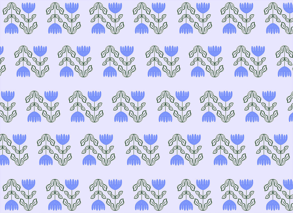 Campanelle blu in file — design completo