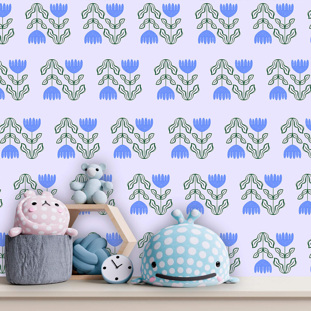 Campanelle blu in file — ambiente 2