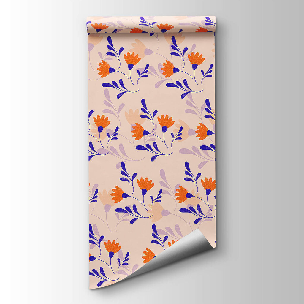 Fiori arancio, foglie blu — vista del prodotto