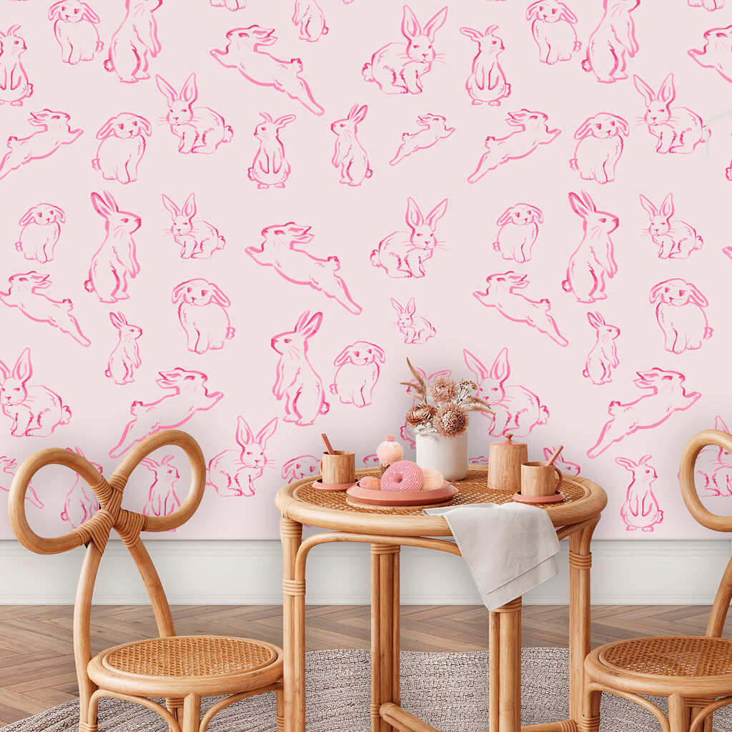 Coniglietti in linee rosa — ambiente 2