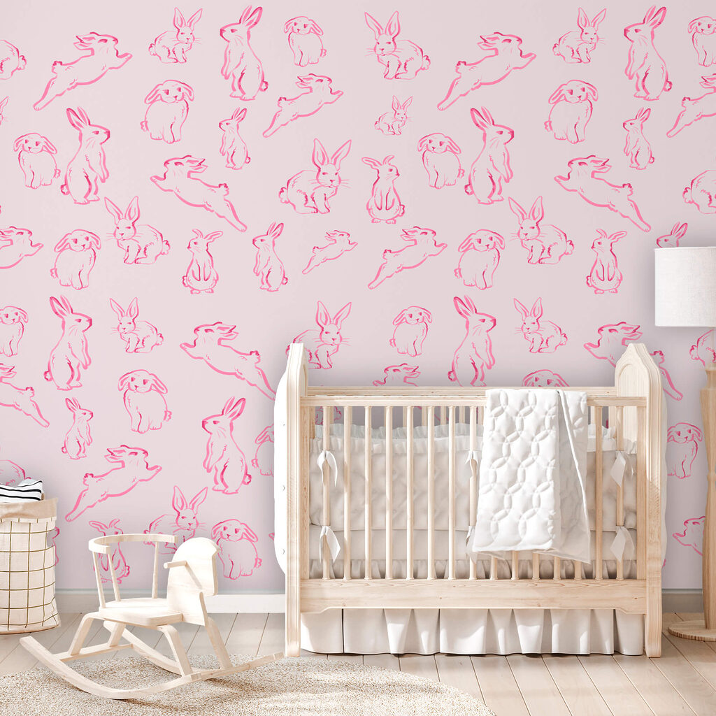 Coniglietti in linee rosa — ambiente 1