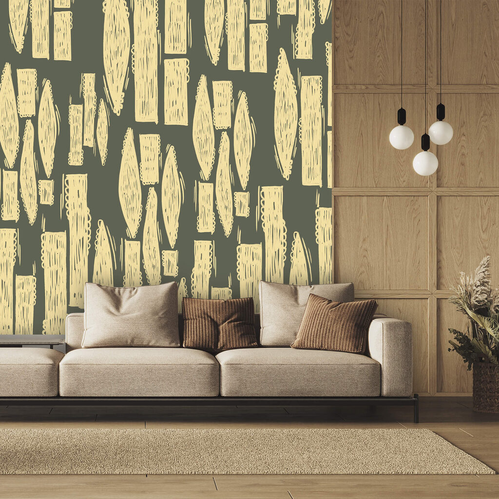 Strisce ocra su verde — ambiente 1