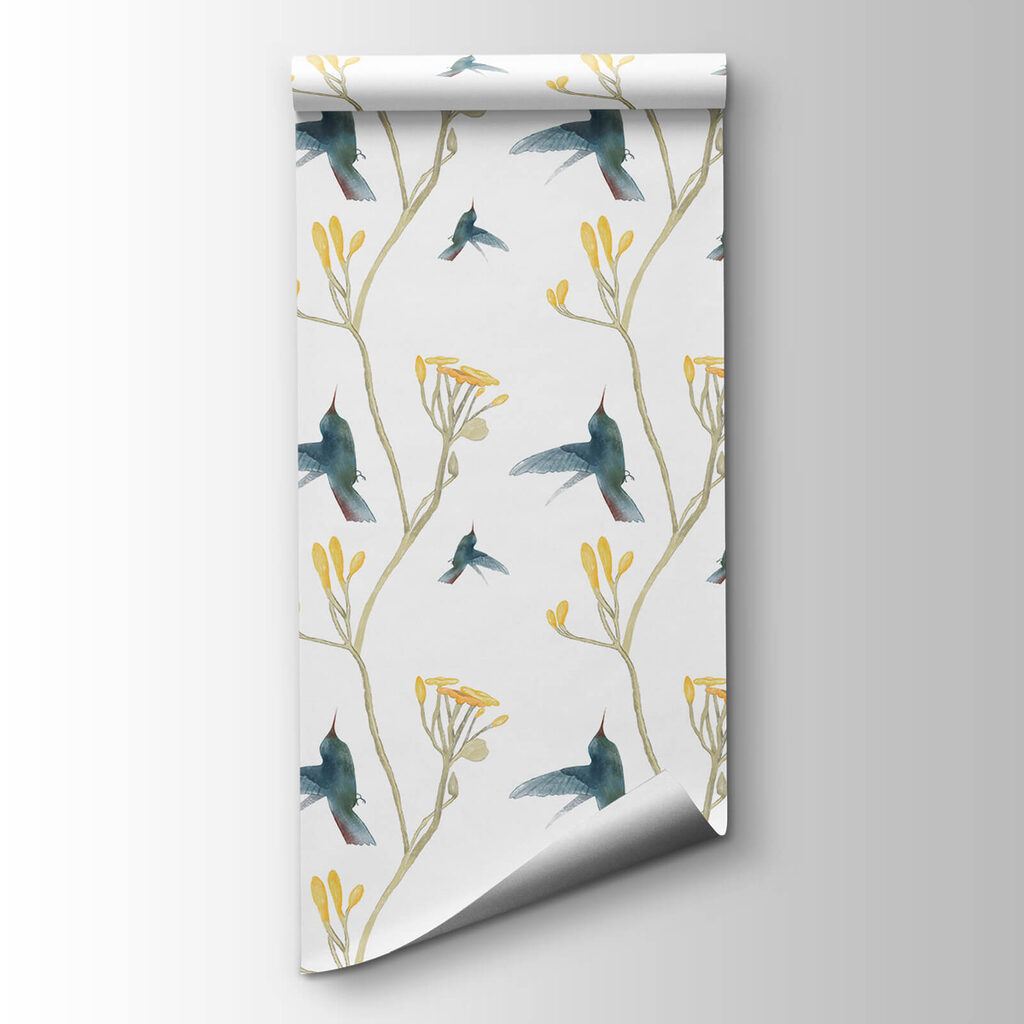 Colibrì tra fiori gialli — vista del prodotto