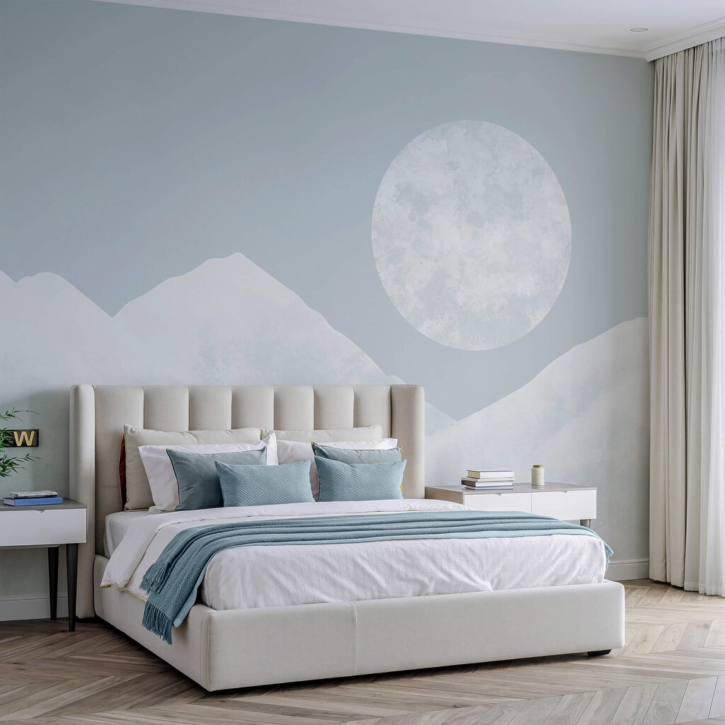 Luna piena sui monti in un ambiente