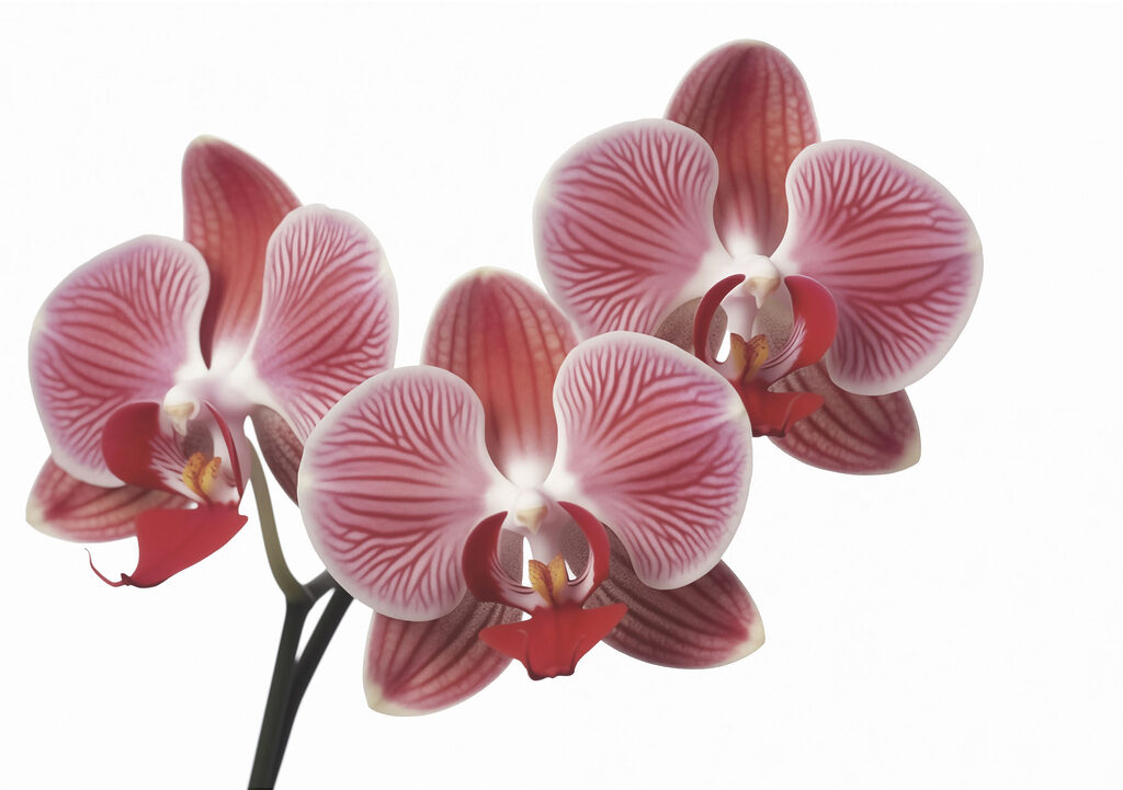 Orchidea rosa su bianco — design completo