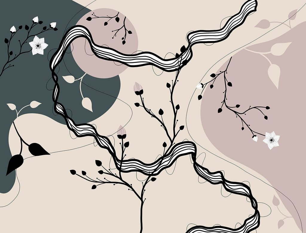 Rametti tra linee sinuose — design completo